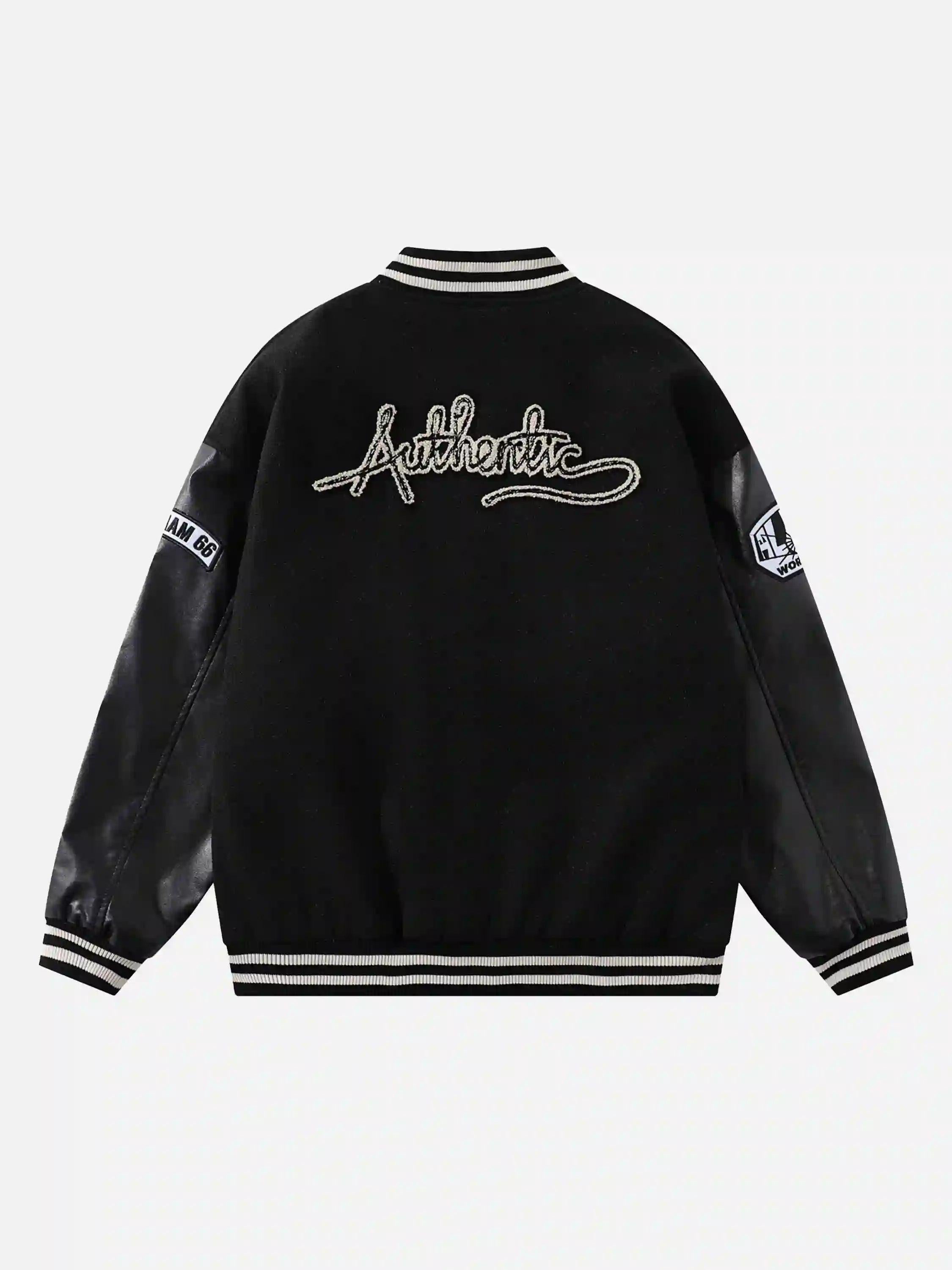 Concert Outfit Skull Sickle Embroidered PU Splicing Jacket