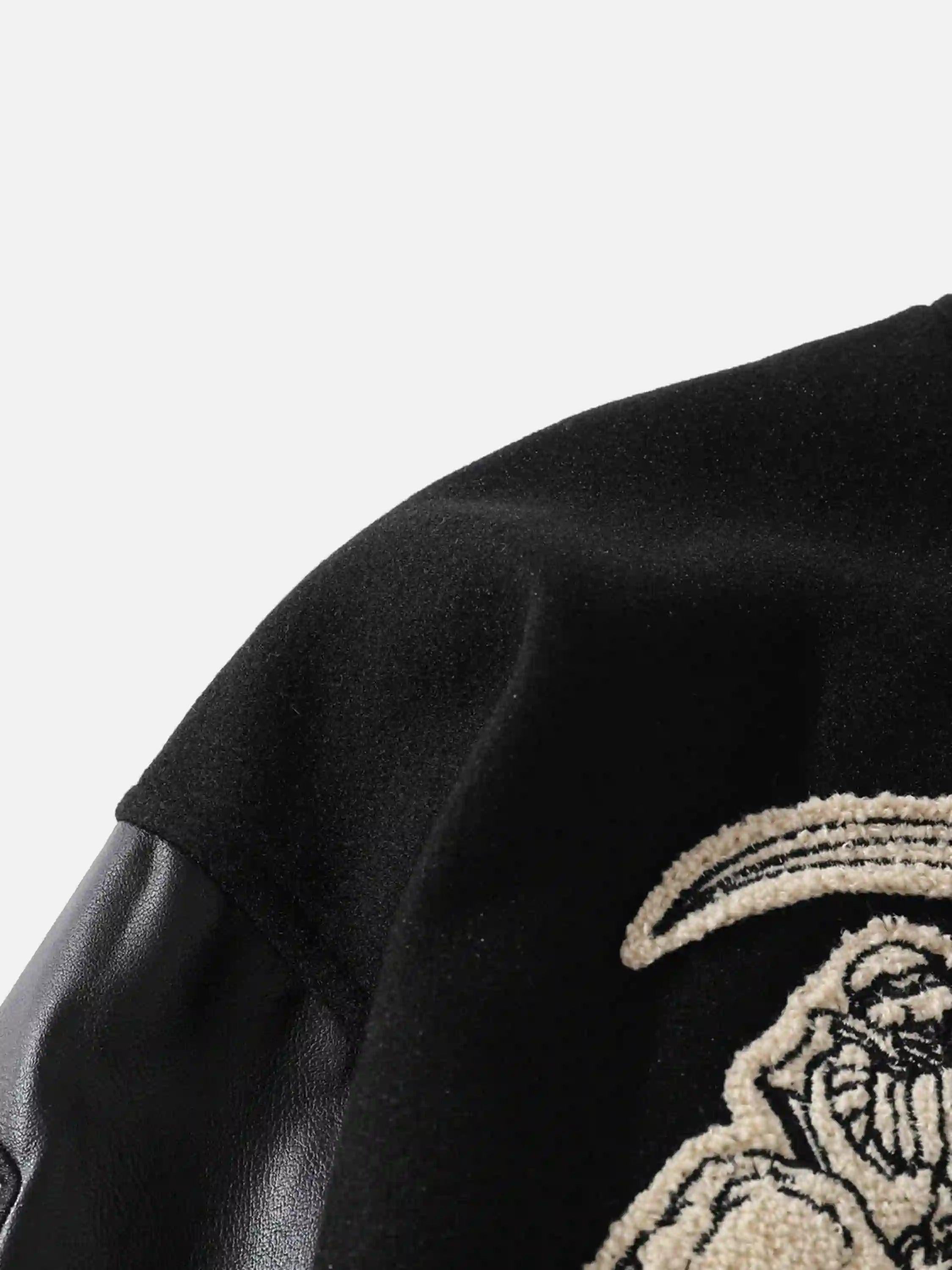 Concert Outfit Skull Sickle Embroidered PU Splicing Jacket