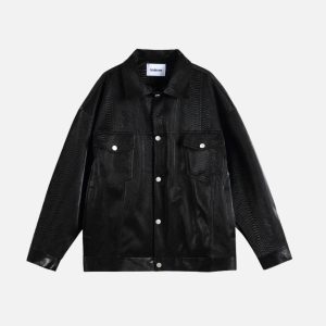 Concert Outfit Snake Texture Faux Leather Jacket