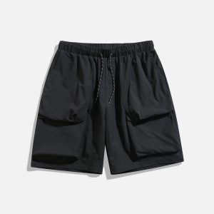 Concert Outfit Solid Big Pocket Drawstring Shorts
