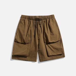 Concert Outfit Solid Big Pocket Drawstring Shorts