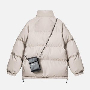 Concert Outfit Solid Detachable Satchel Winter Coat