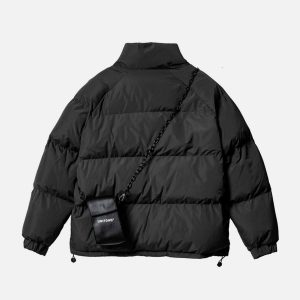 Concert Outfit Solid Detachable Satchel Winter Coat