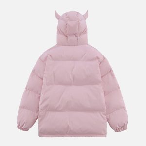 Concert Outfit Solid Embroidered Hood Winter Coat