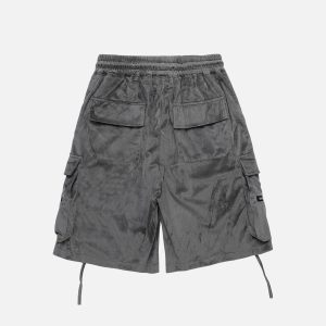 Concert Outfit Solid Zip Up Big Pocket Shorts