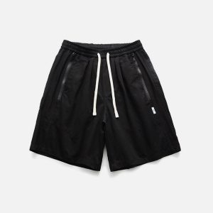 Concert Outfit Solid Zip Up Pocket Shorts