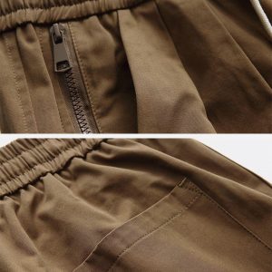 Concert Outfit Solid Zip Up Pocket Shorts