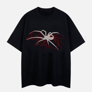 Concert Outfit Spider Hotfix Rhinestones Print Tee