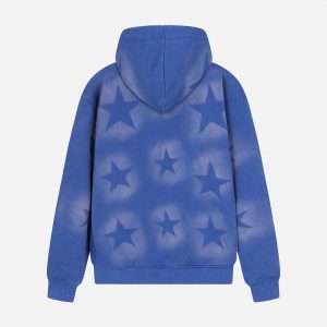 Concert Outfit Star Letter Print Zipper Hoodie