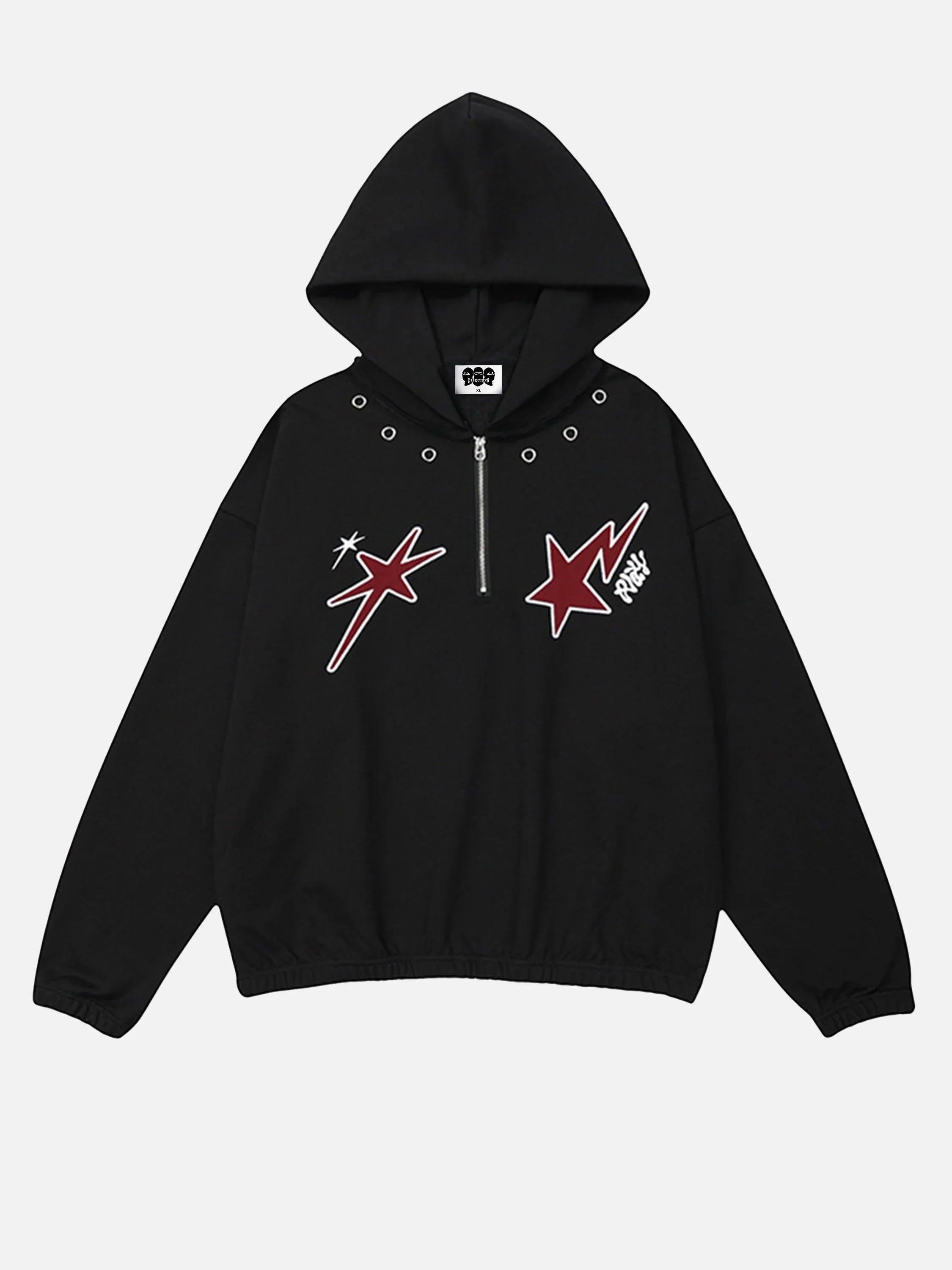 Concert Outfit Star Patchwork Half-Zip Hoodie