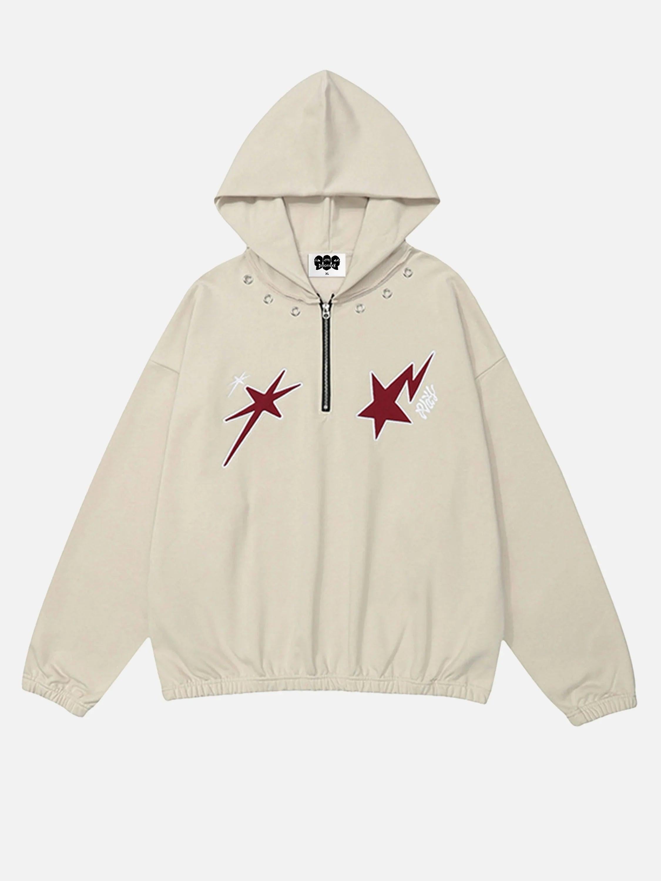 Concert Outfit Star Patchwork Half-Zip Hoodie