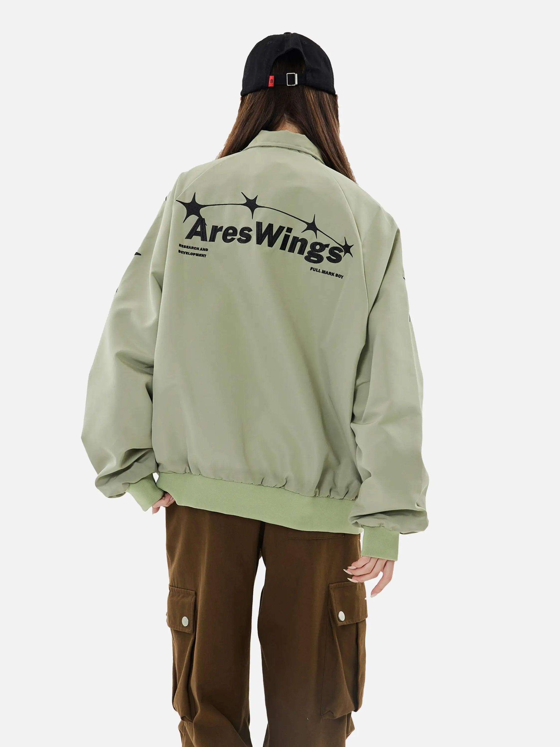 Concert Outfit Street Stars Embroidered Zip-Up Jacket