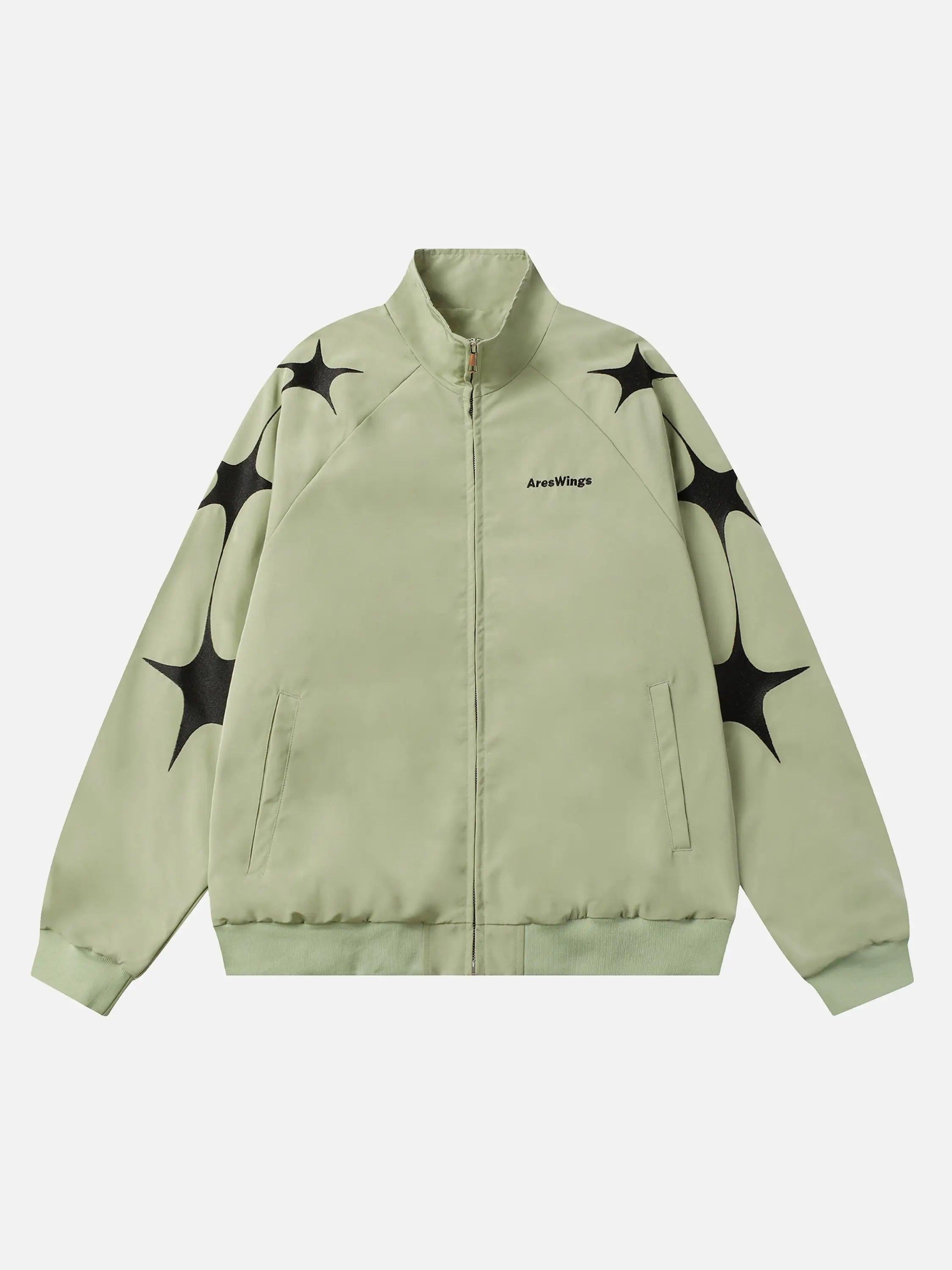 Concert Outfit Street Stars Embroidered Zip-Up Jacket