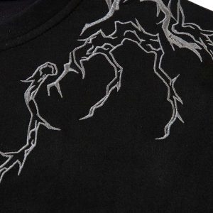 Concert Outfit Thorn Embroidery Suede T-Shirt