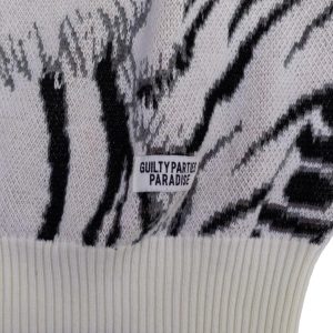 Concert Outfit Tiger Crew Neck Knitted Sweater