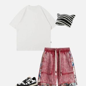 Concert Outfit Tribe Culture Pattern Washed Jorts
