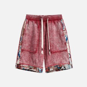 Concert Outfit Tribe Culture Pattern Washed Jorts