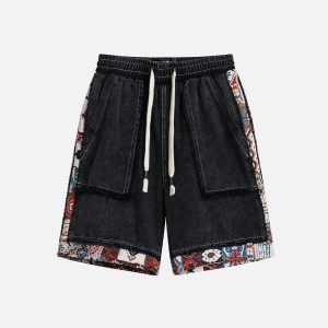 Concert Outfit Tribe Culture Pattern Washed Jorts