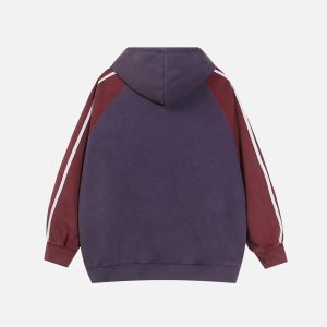 Concert Outfit Vintage Contrast Color Panel Hoodie