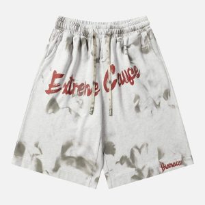 Concert Outfit Vintage Dirty Elastic Drawstring Loose Shorts
