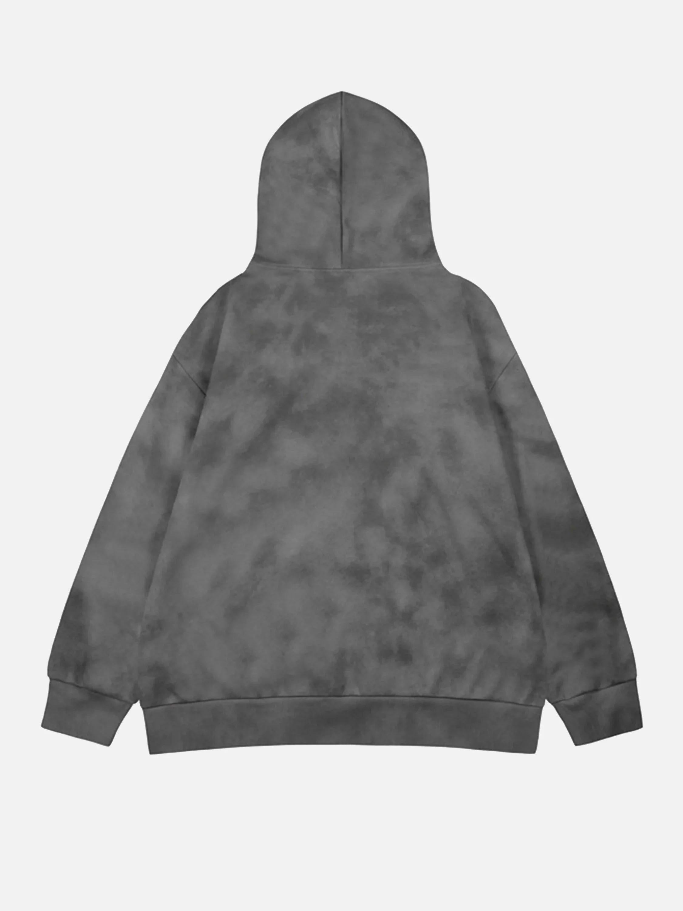Concert Outfit Vintage Dirty Tie-Dye Half Zip-Up Hoodie