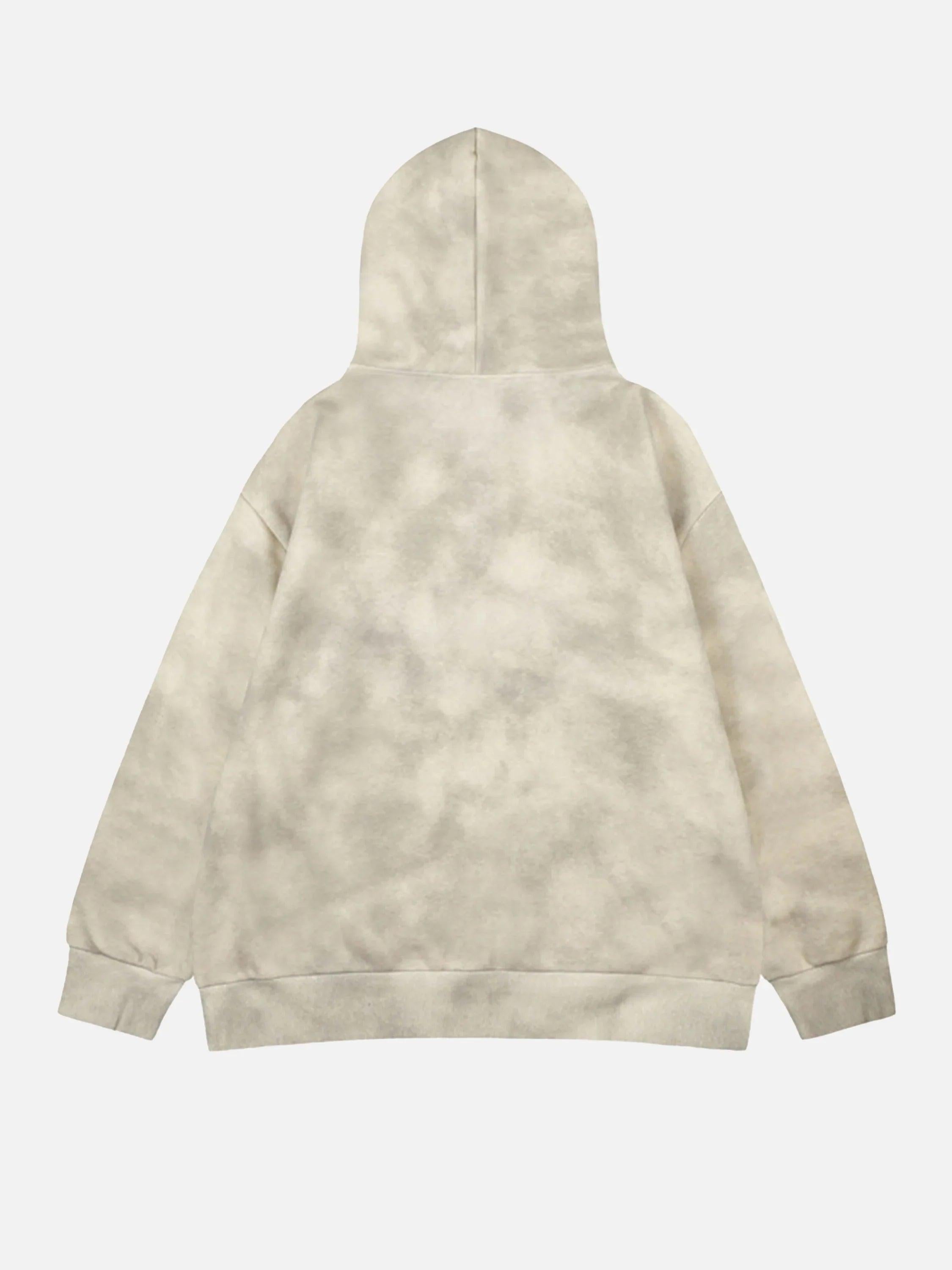 Concert Outfit Vintage Dirty Tie-Dye Half Zip-Up Hoodie