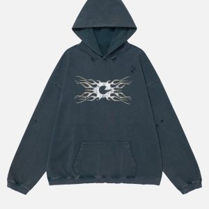 Concert Outfit Vintage Distressed Color Oversize Hoodie