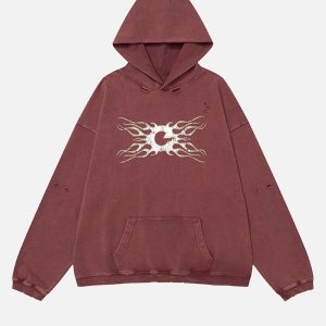 Concert Outfit Vintage Distressed Color Oversize Hoodie