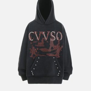 Concert Outfit Vintage Distressed Pearls Hoodie