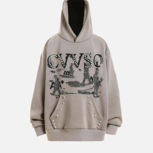 Concert Outfit Vintage Distressed Pearls Hoodie