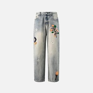 Concert Outfit Vintage Floral Towel Embroidered Jeans