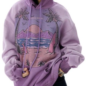 Concert Outfit Vintage Gradient Hooded Loose Sweatshirt