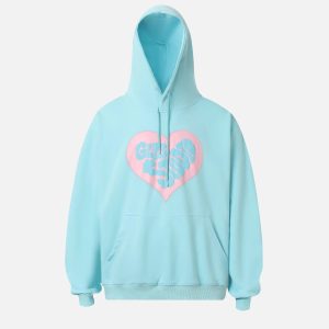 Concert Outfit Vintage Heart Print Hoodie
