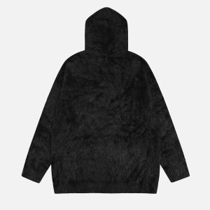 Concert Outfit Vintage Lettering Seahorse Fur Hoodie