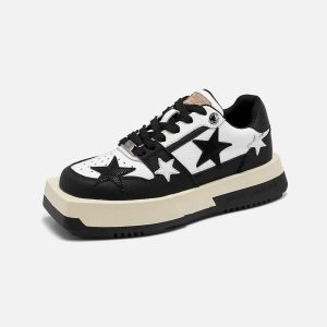 Concert Outfit Vintage Star Patchwork Skate Shoes