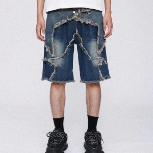 Concert Outfit Vintage Starry Fringe Hem Jorts