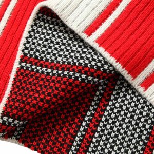 Concert Outfit Vintage Striped Baseball Short-Sleeved Knit Sweater