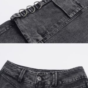 Concert Outfit Vintage Washed Denim Cargo Jeans