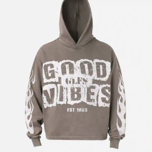 Concert Outfit Vintage Washed Letter Print Hoodie