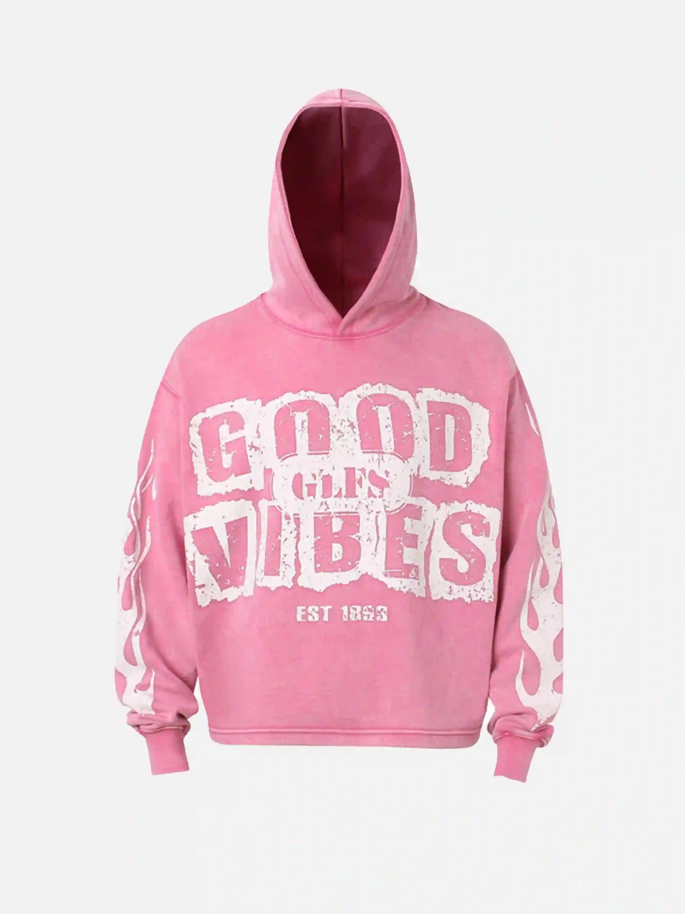 Concert Outfit Vintage Washed Letter Print Hoodie