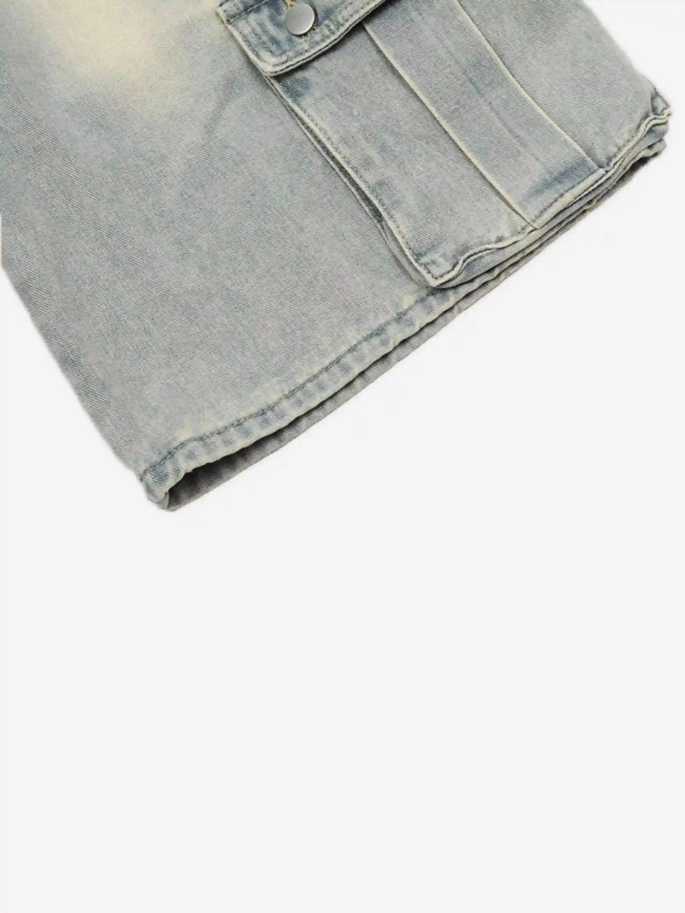 Concert Outfit Vintage Washed Loose Wide-Leg Denim Jorts