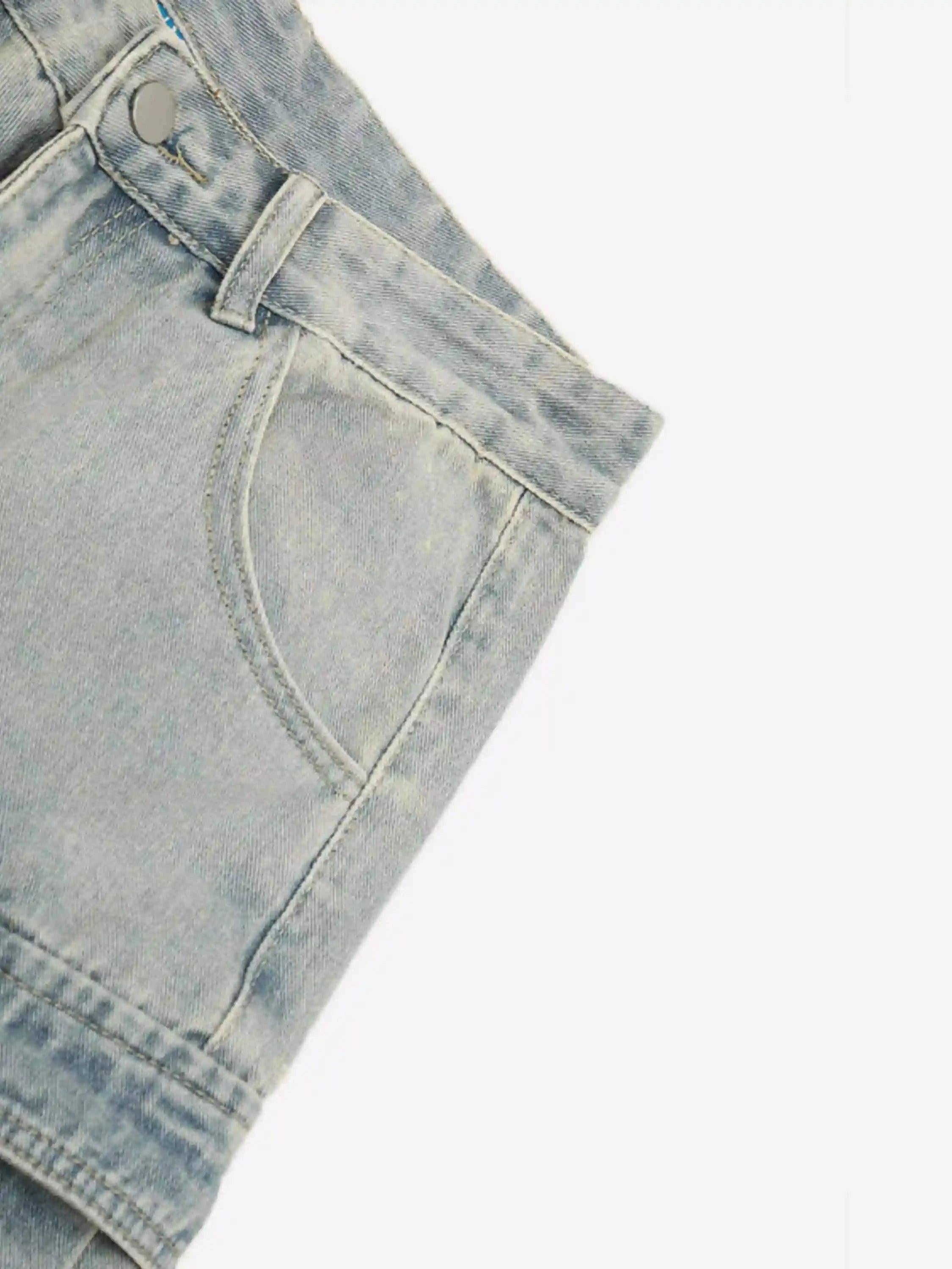 Concert Outfit Vintage Washed Loose Wide-Leg Denim Jorts