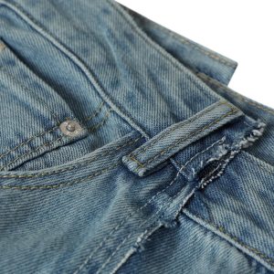 Concert Outfit Washed Deconstructed Irregular Patchwork Straight Jeans