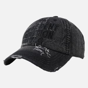 Concert Outfit Washed 'DIFFERENT GENERATION' Denim Baseball Cap