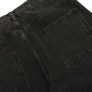Concert Outfit Washed Distressed Multi-Pocket Straight Cargo Jeans