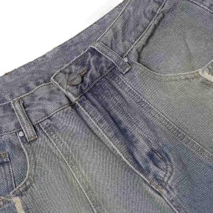 Concert Outfit Washed Distressed Raw Edge Baggy Jeans
