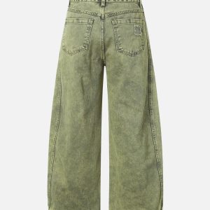 Concert Outfit Washed Distressed Ripped Barrel Jeans