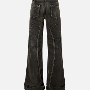 Concert Outfit Washed Split Design Hip-Hop Horn Jeans