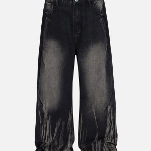 Concert Outfit Washed Stained Wide-Leg Jeans