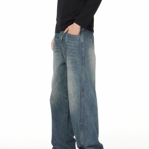 Concert Outfit Washed Wrinkle Loose Jeans